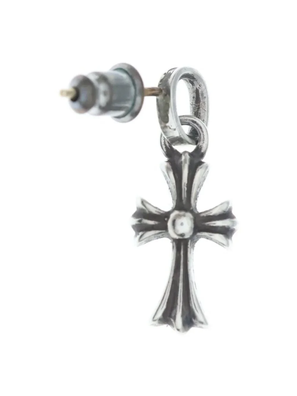 Chrome Hearts Bby Pprchn Baby Fat Cross Drop Earrings Silver